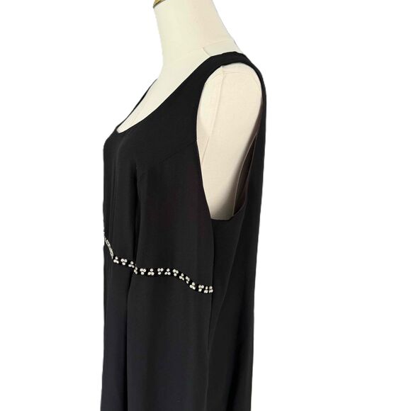 After Dark Black Rhinestone Square Neck Maxi Formal Dress Minimalist Simple Plus - Picture 6 of 15